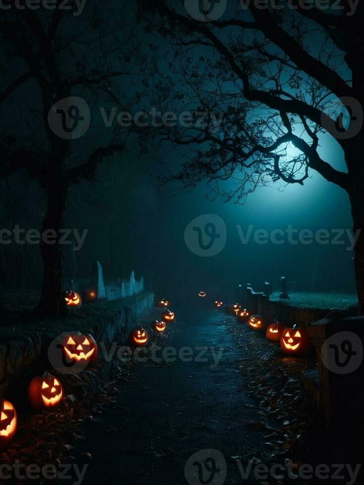 Eerie Halloween Ambience in October. AI Generated. photo