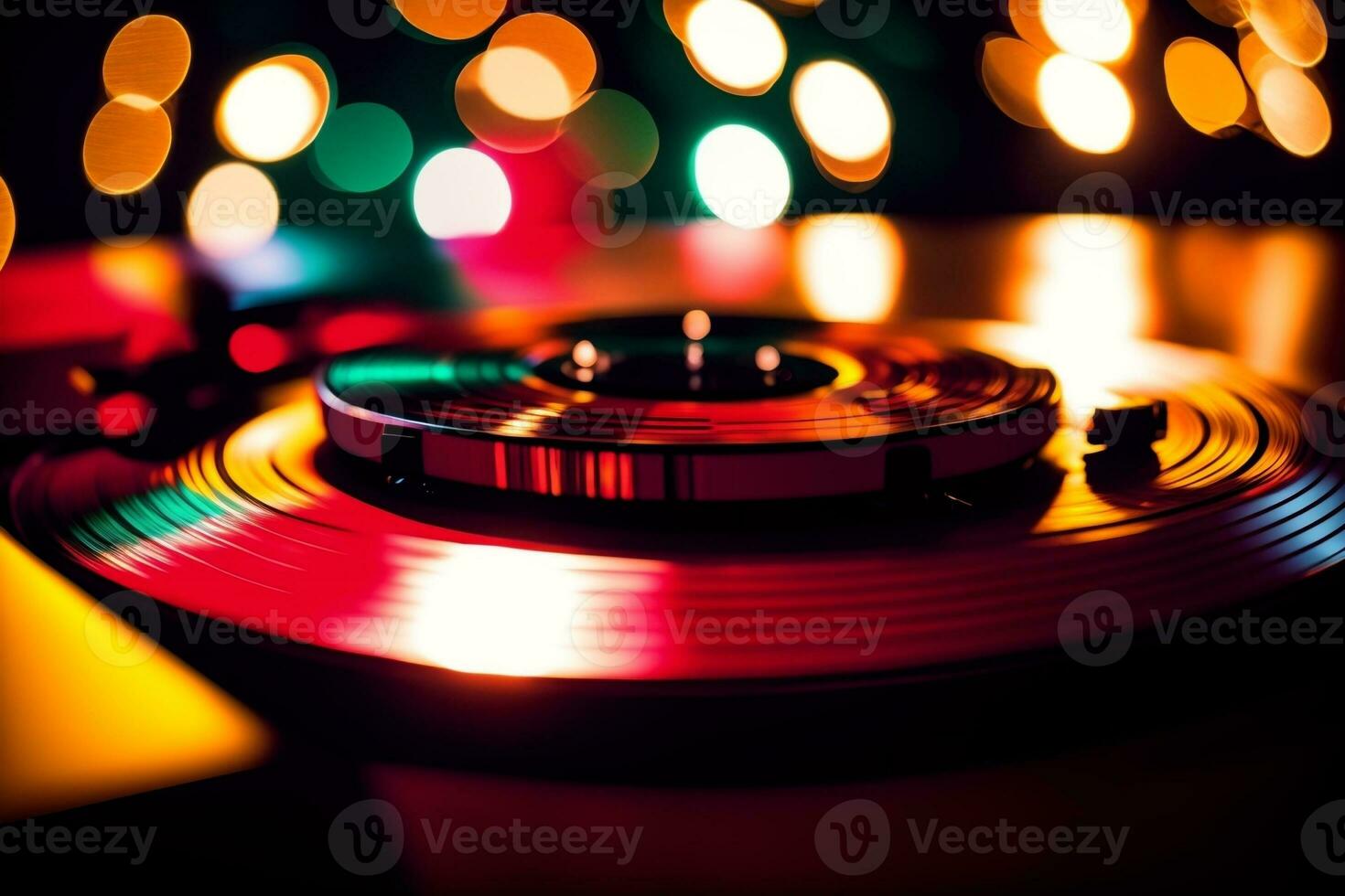 Melodies of Christmas Capturing the Nostalgia of Music on Vinyl. AI Generated. photo