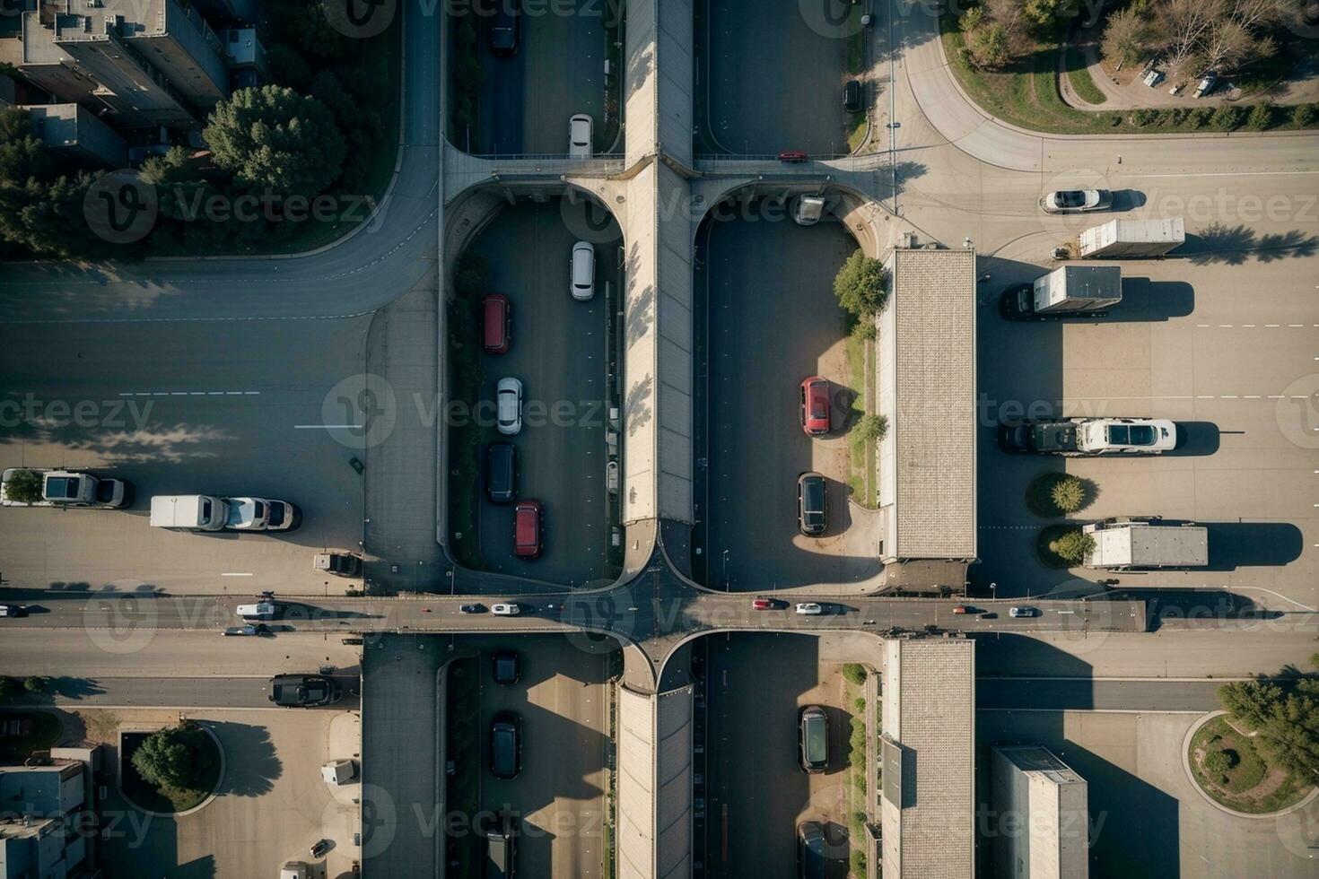 Bird s Eye View of a Bustling Highway. AI Generated. photo