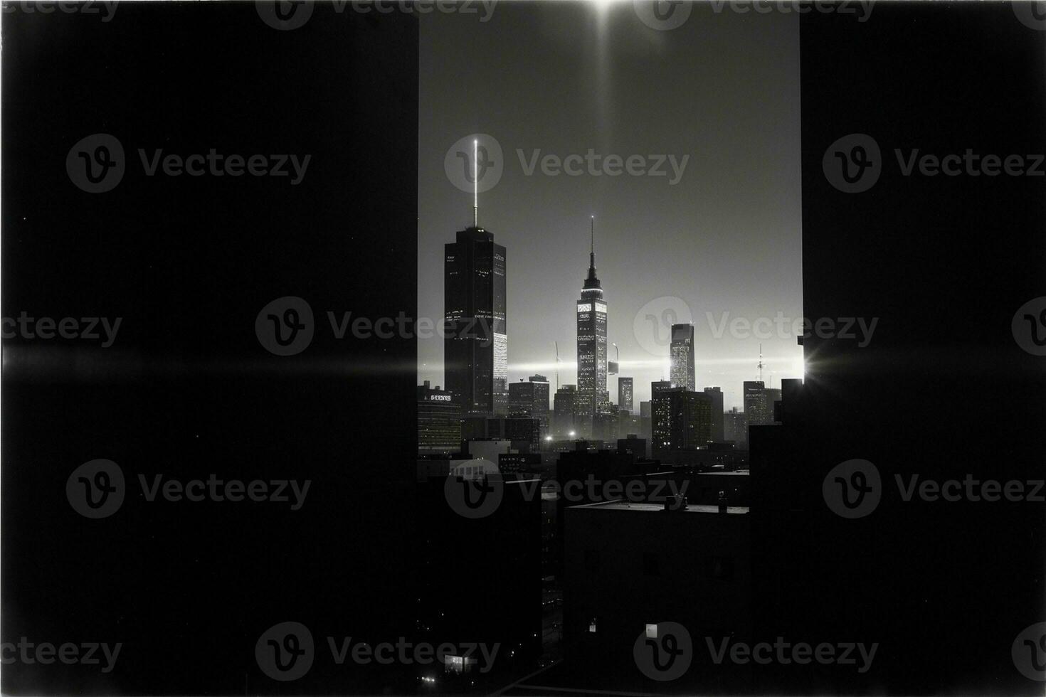 Timeless Cityscape A Vintage Black and White Photograph of Urban Beauty. AI Generated. photo