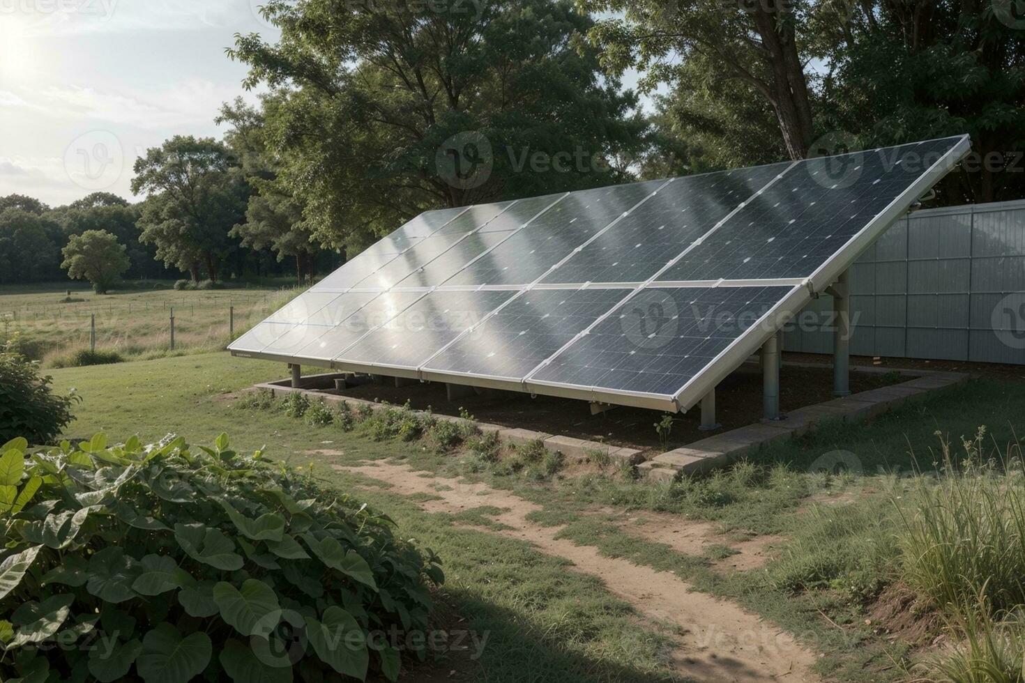 capturar el belleza de solar energía en un verde ambiente. ai generado. foto