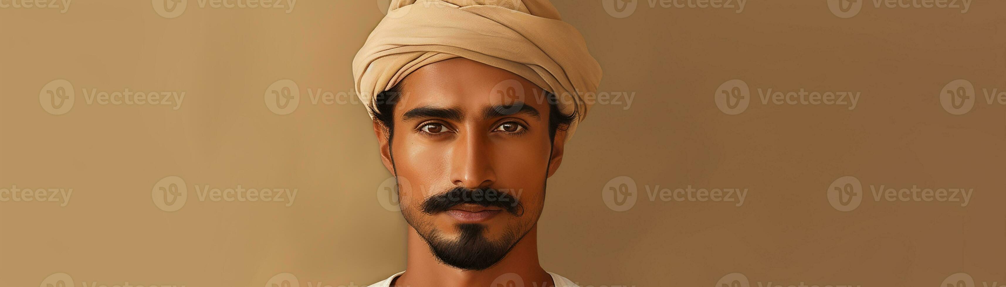 Ai generated Studio portrait of handsome indian man on colour background photo