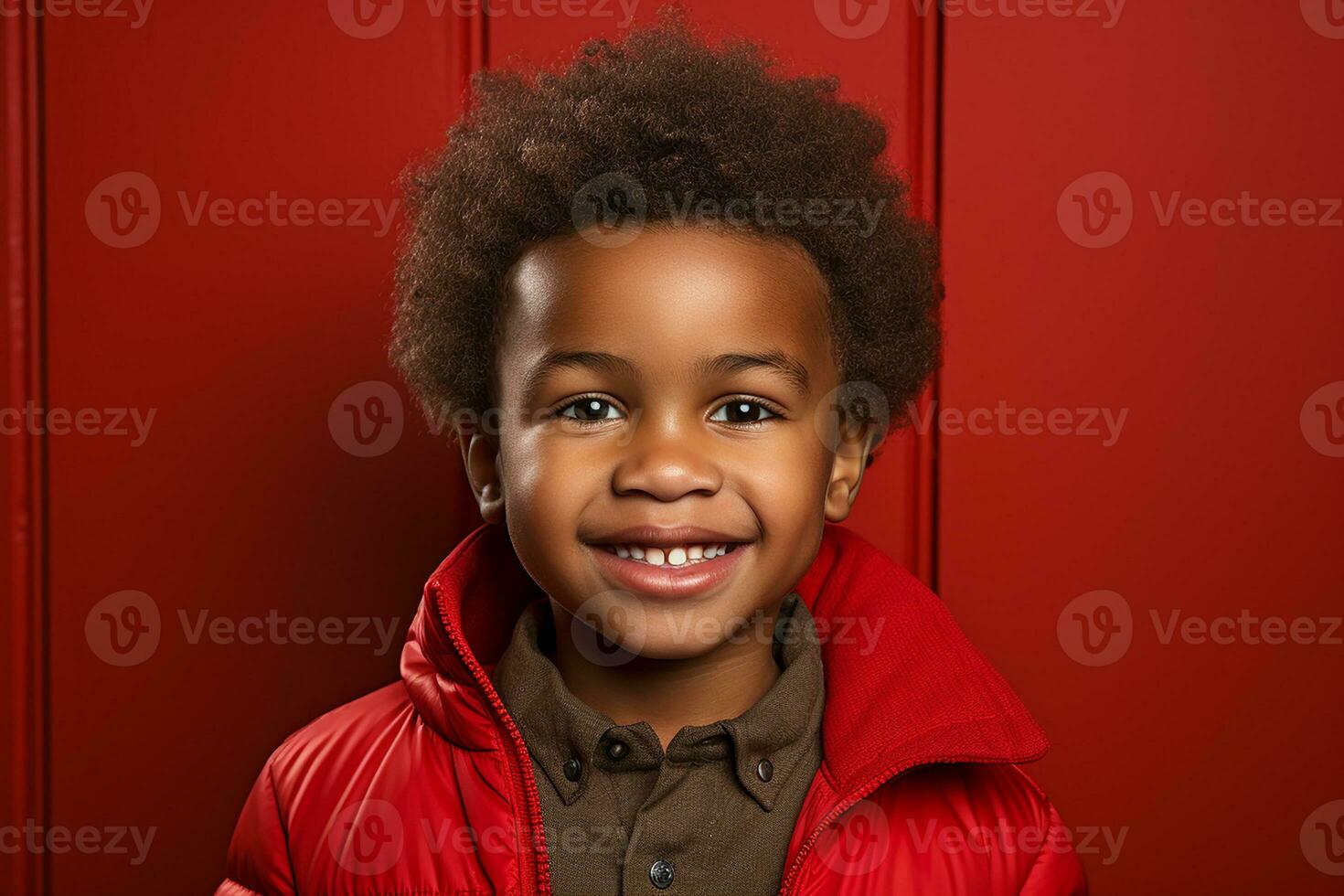 Ai generated studio portrait of cute little african boy on different colour backgrpounds photo