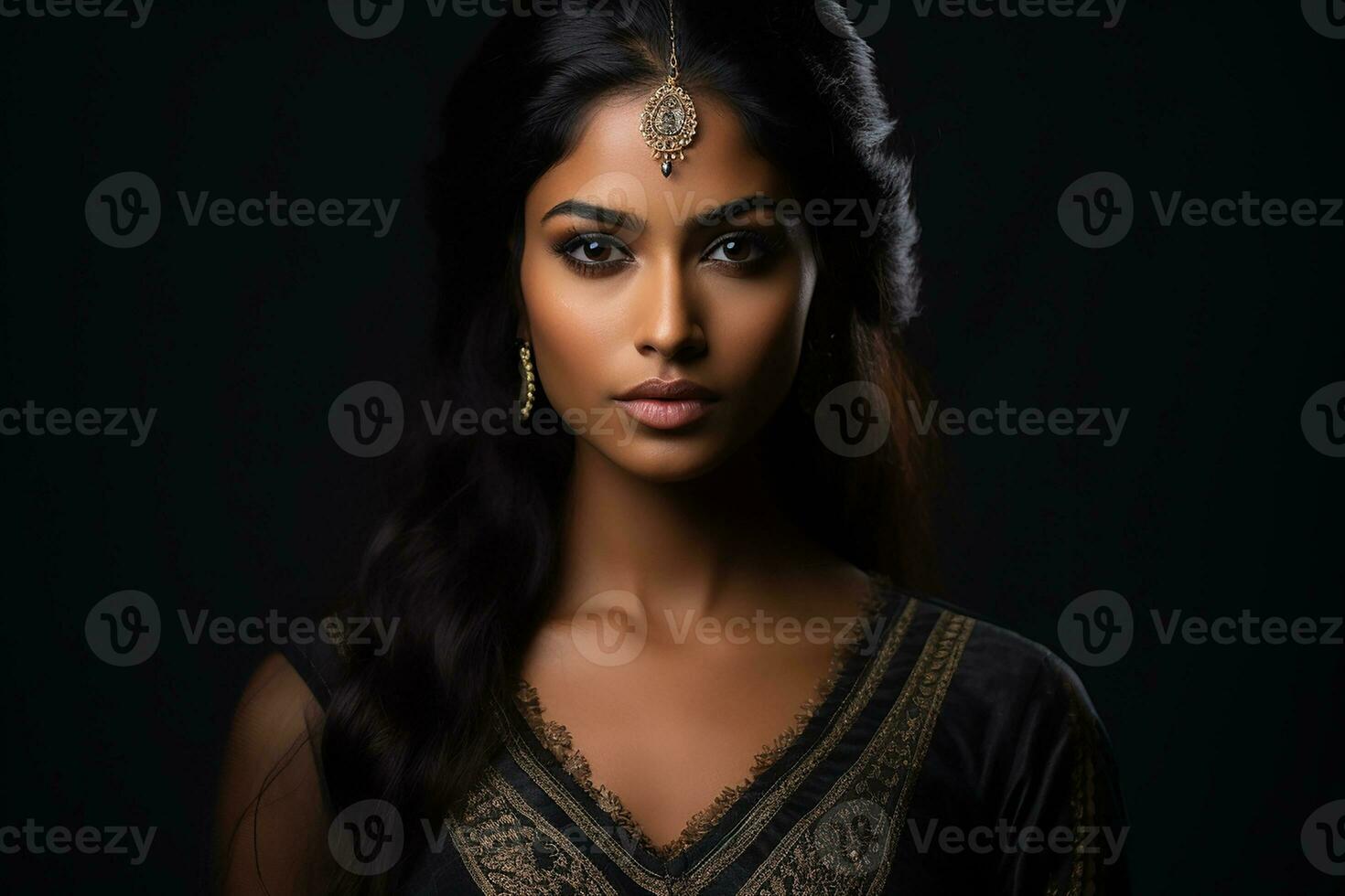 Ai generated Studio portrait of beautiful indian woman in casual and national dress in different colours background photo