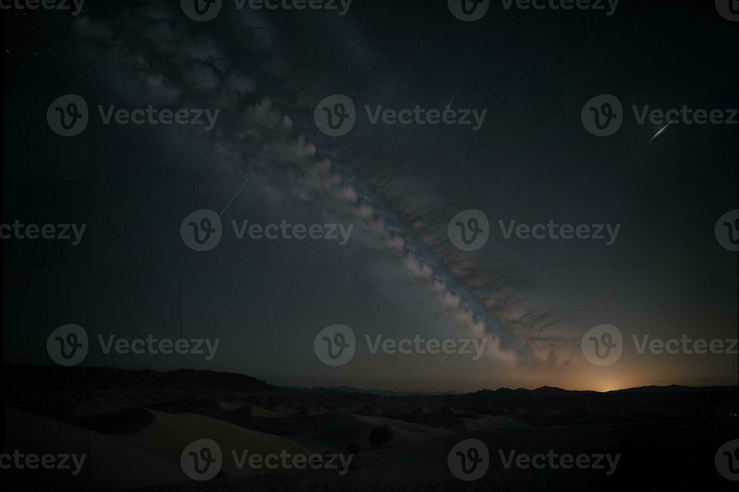 Starry Desert Night A Glimpse into the Infinite Cosmos. AI Generated. photo