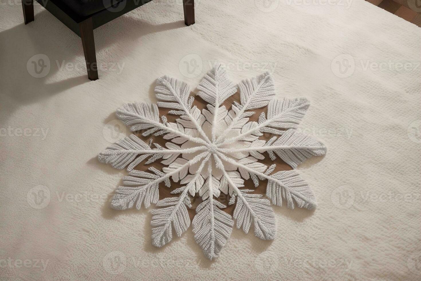 Transform Your Home into a Winter Wonderland with Snowflake Patterned Rugs. AI Generated. photo