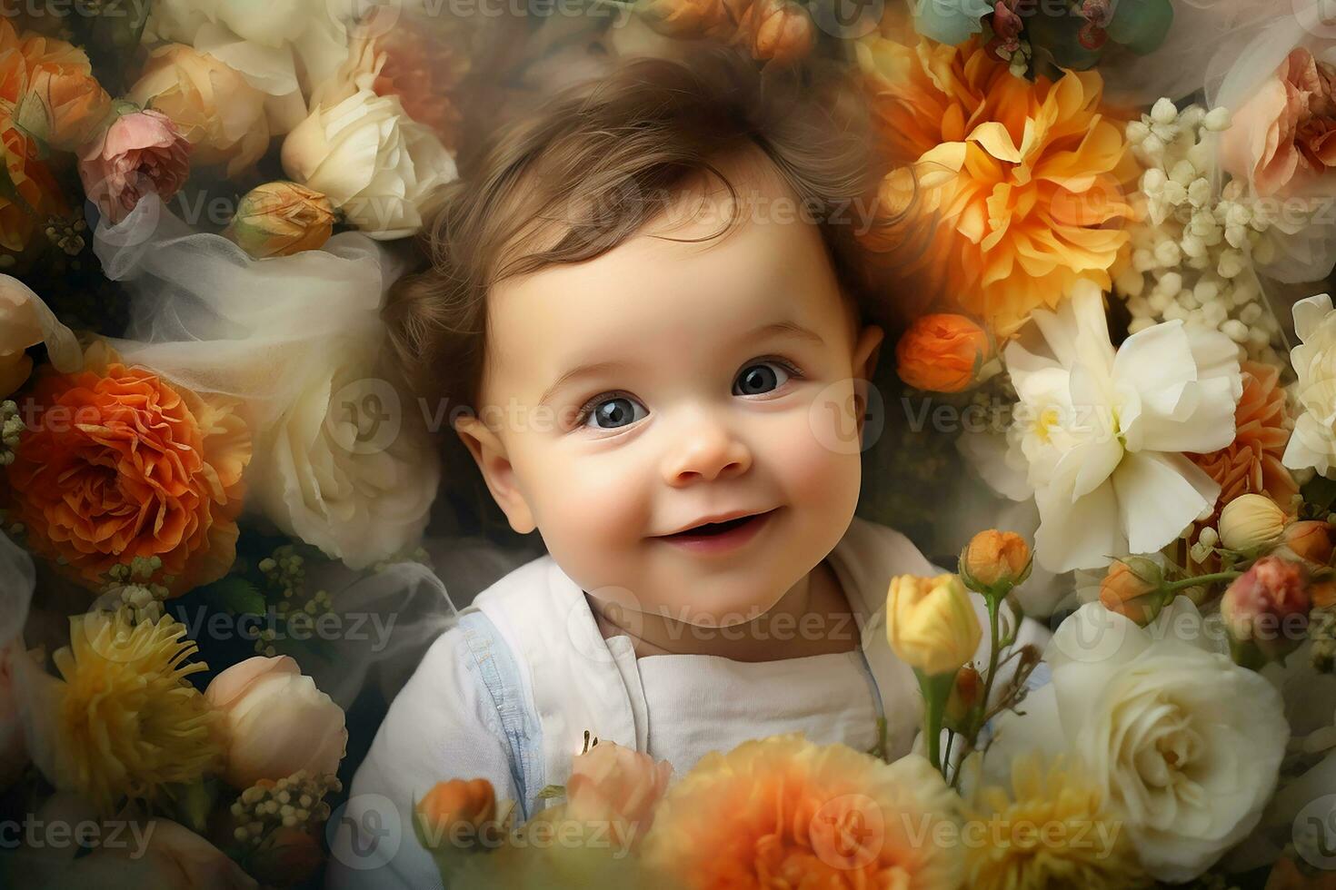 Studio portrait of cute little baby infant smiling on different colours background photo