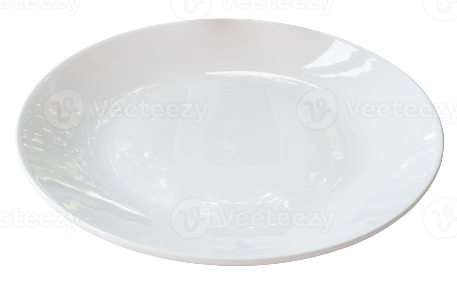 Single white ceramic plate isolated with clipping path in png file format. Close up photo
