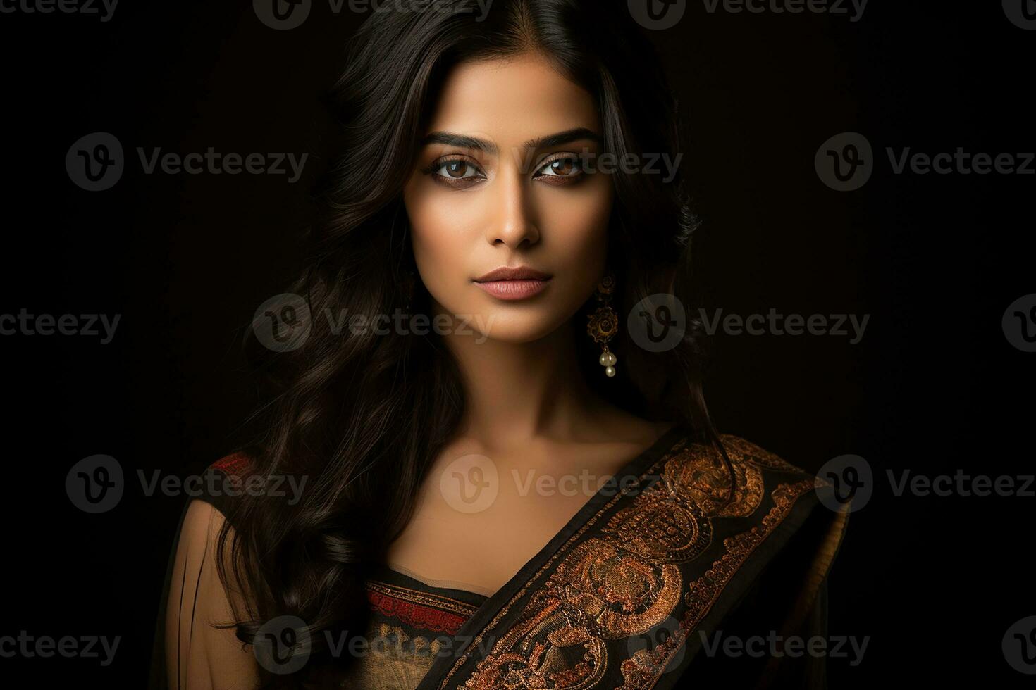 Ai generated Studio portrait of beautiful indian woman in casual and national dress in different colours background photo