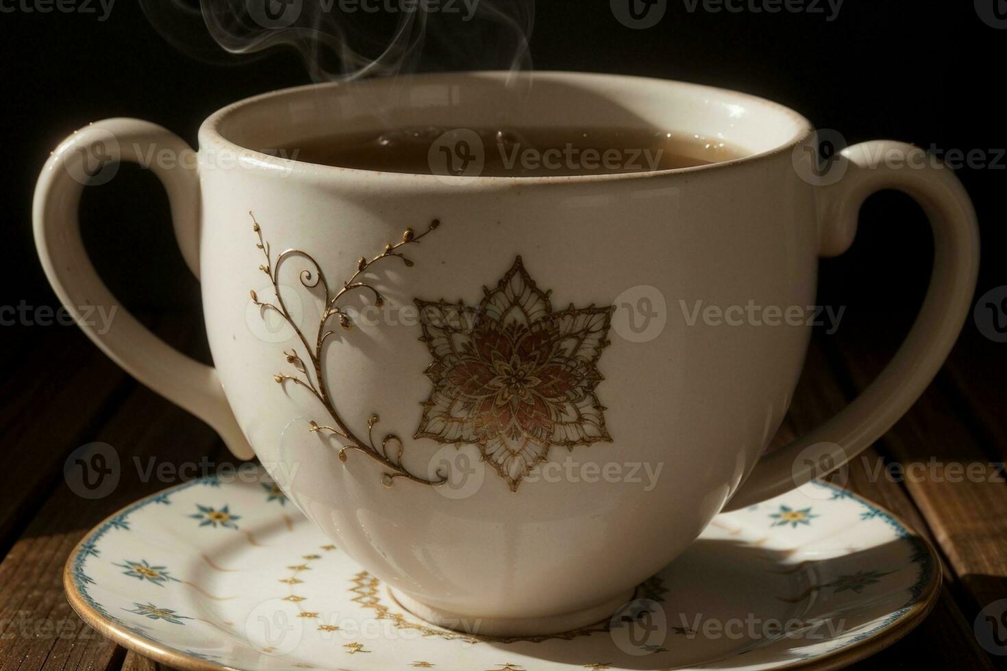 Delicate Beauty A Captivating Cup of Tea. AI Generated. photo