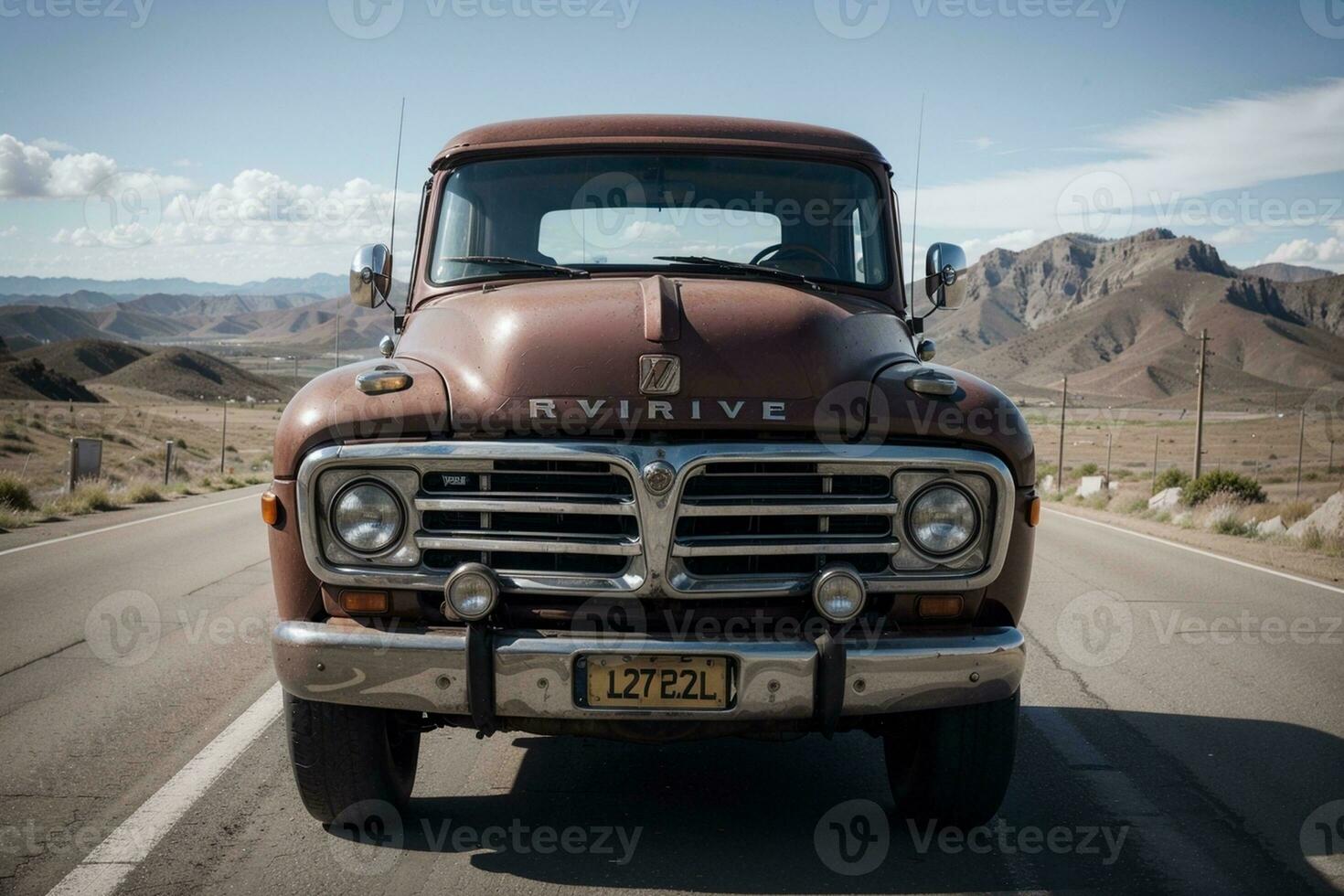 Retro Truck Adventure. AI Generated. photo