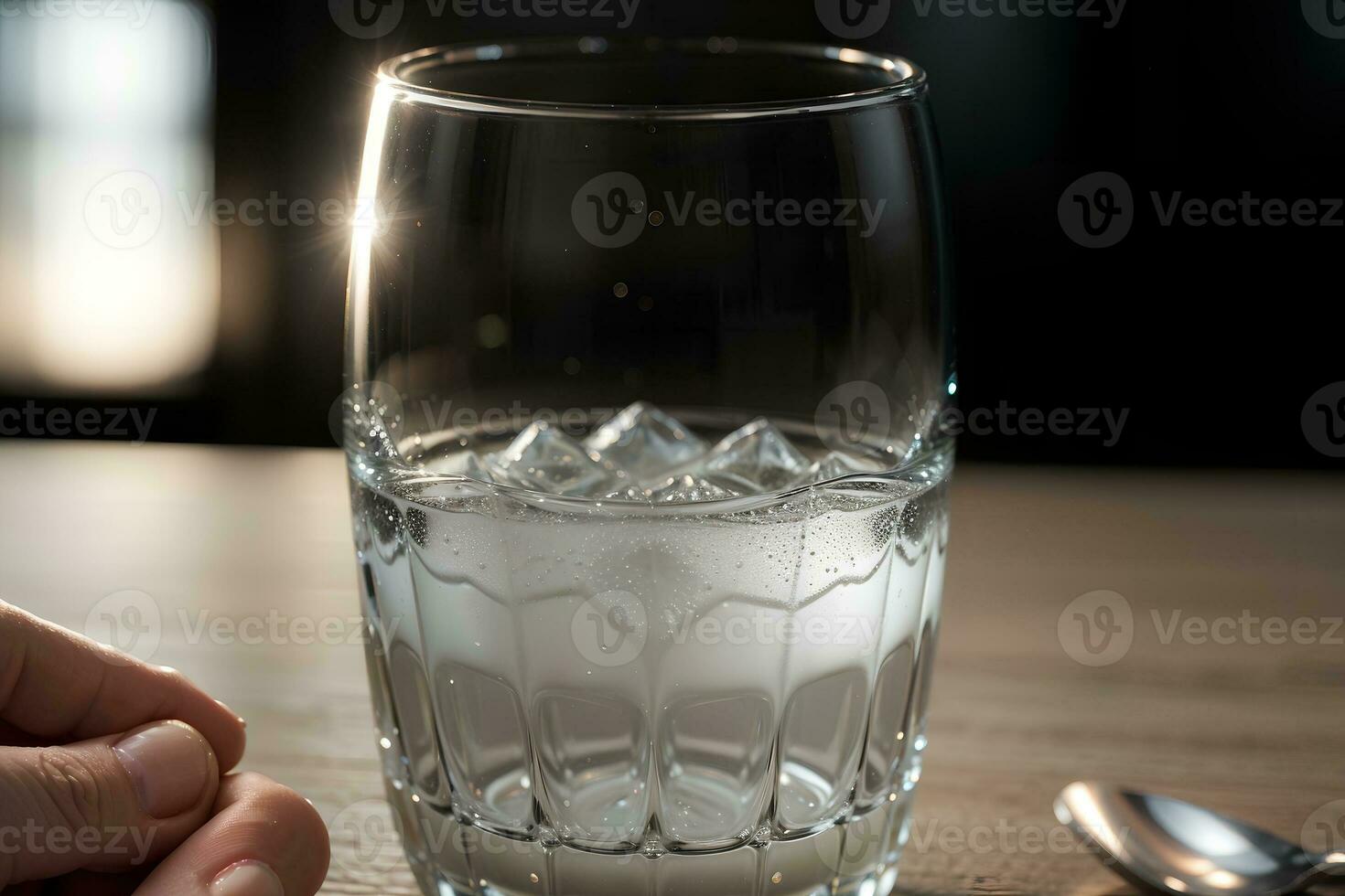 Glistening Elegance A Captivating Close up of a Sparkling Water Glass. AI Generated. photo