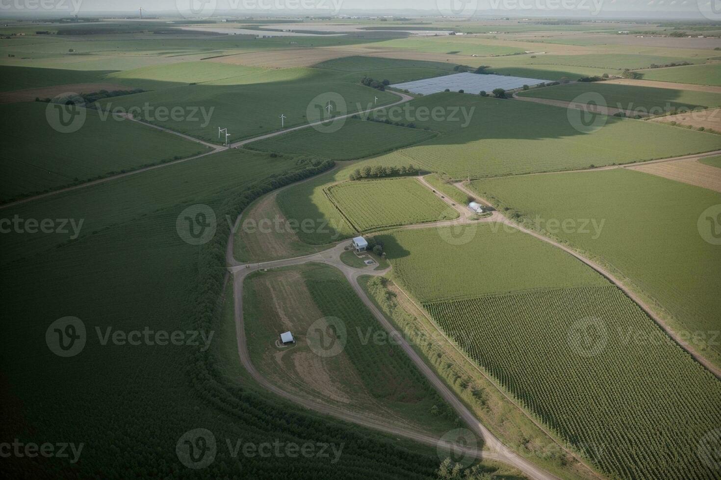 Green Power Harnessing Renewable Energy in Nature. AI Generated. photo
