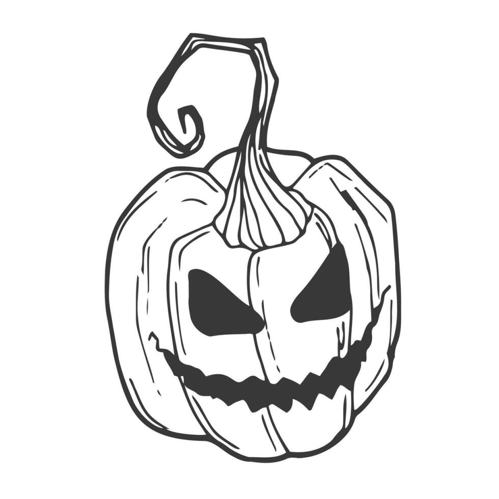 Víspera de Todos los Santos calabaza. vector concepto en garabatear y bosquejo estilo. mano dibujado ilustración para impresión en camisetas, postales icono y logo idea.