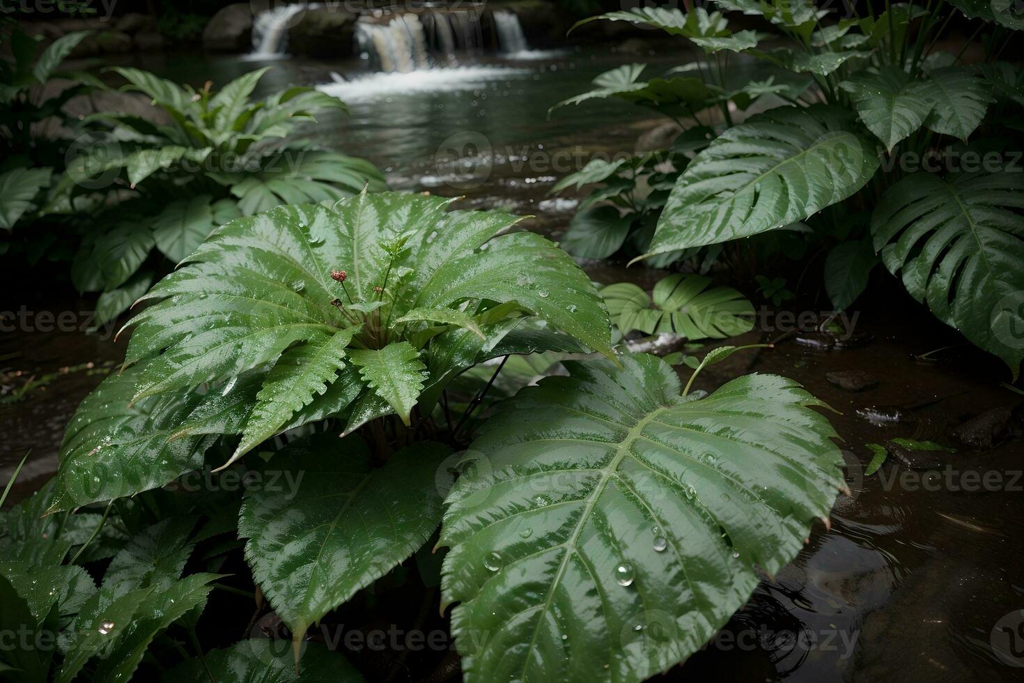 Embracing the Freshness of Dew Kissed Spring Ferns. AI Generated. photo