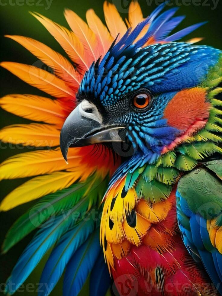 Exquisite Close up of a Colorful Bird in a Captivating Wildlife Set. AI Generated. photo