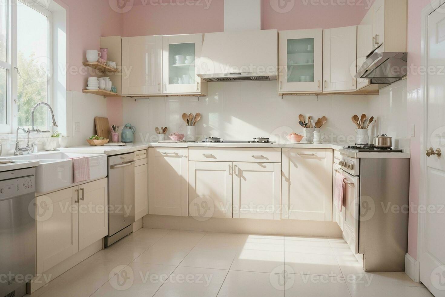 Sparkling Clean Kitchen A Minimalist Masterpiece. AI Generated. photo