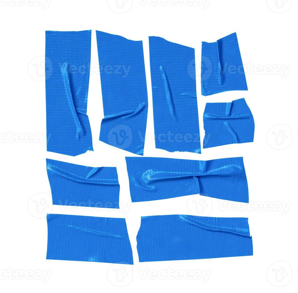 conjunto de azul escocés cinta o adhesivo vinilo cinta en raya aislado en blanco antecedentes con recorte camino foto