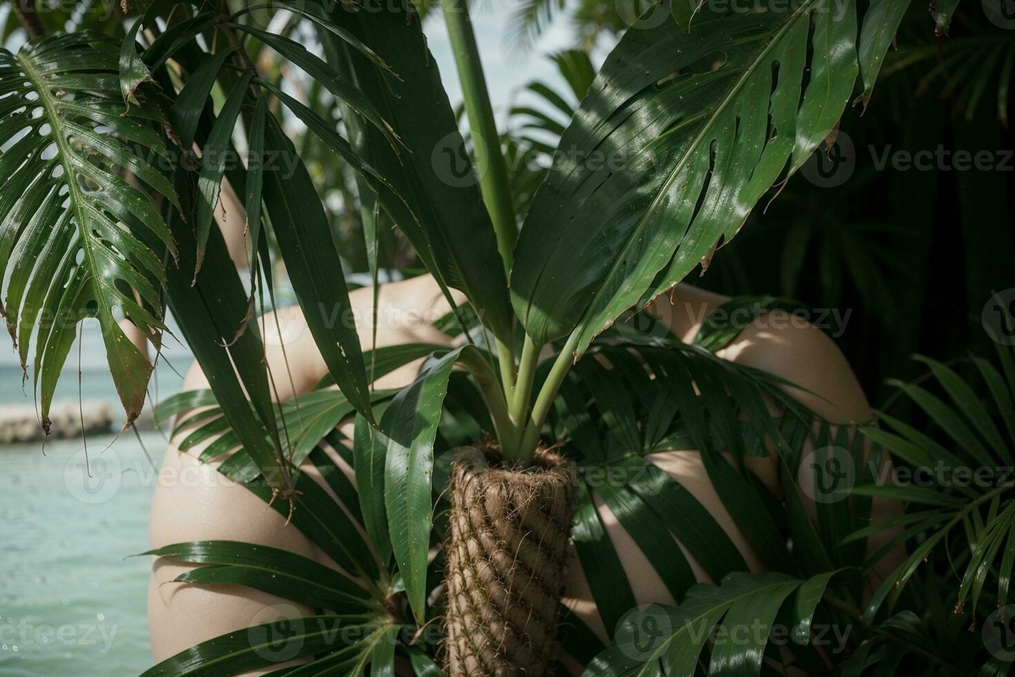 sereno tropical palma hoja. ai generado. foto