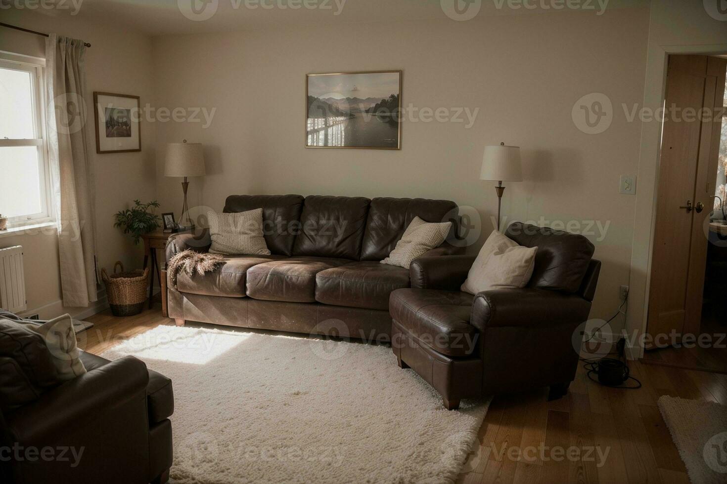 Warm and Inviting Cozy Living Room by Emily Henderson. AI Generated. photo