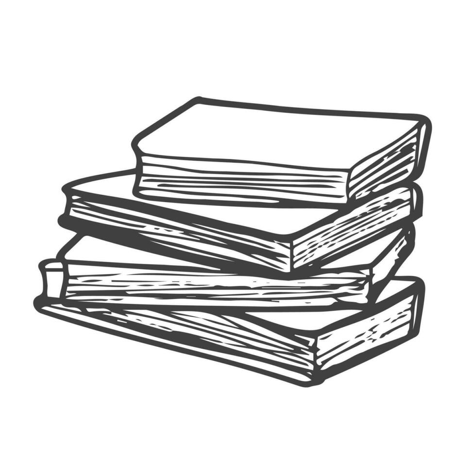 Stack of books sketch in doodle style isolated on white background vector