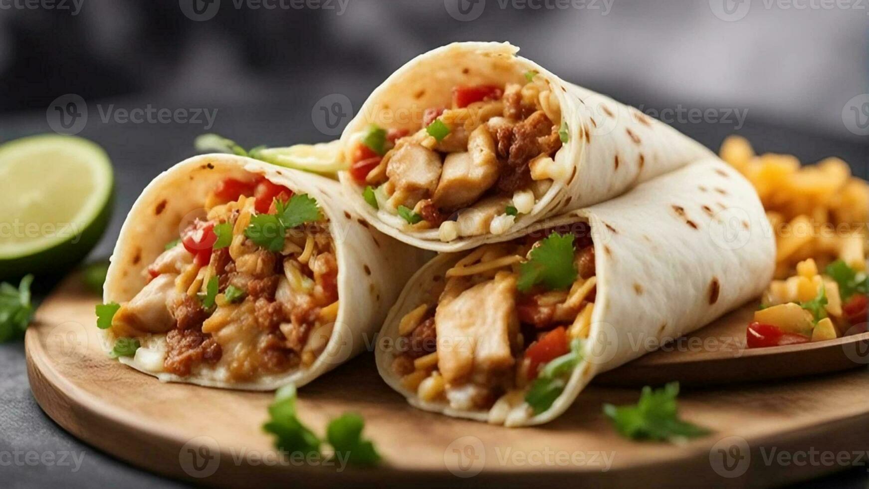 Kebab vegetable taco tortilla Shawarma with beef in pita bread food AI generated image photo