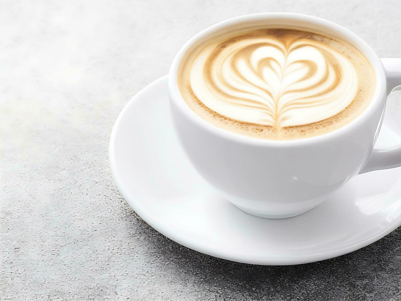 A cup of coffee close up shot of latte coffee and hot coffee background. cupgenerative ai photo
