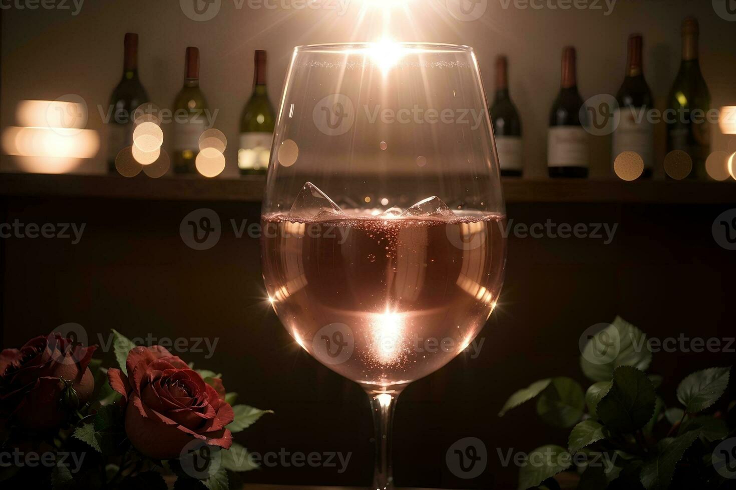 Effervescent Elegance A Captivating Display of Sparkling Rose Wine. AI Generated. photo