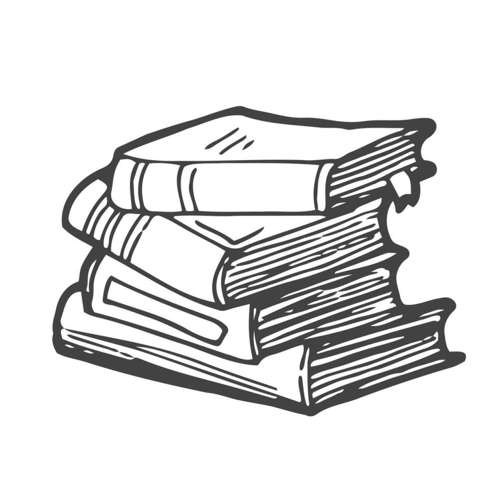 Doodle stack of books. Sketches of books. Vector illustration.