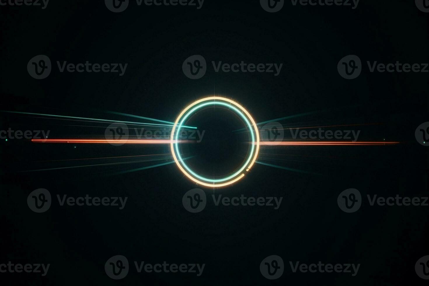 Enigmatic Neon Circle A Captivating Abstract Composition. AI Generated. photo