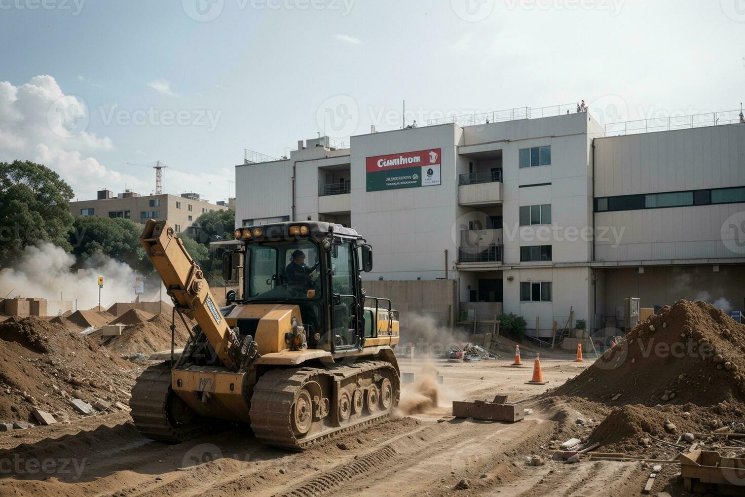 Dynamic Construction Site. AI Generated. photo