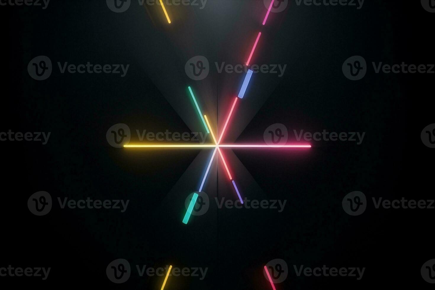 Neon Triangle Symphony An Abstract Delight for the Senses. AI Generated. photo