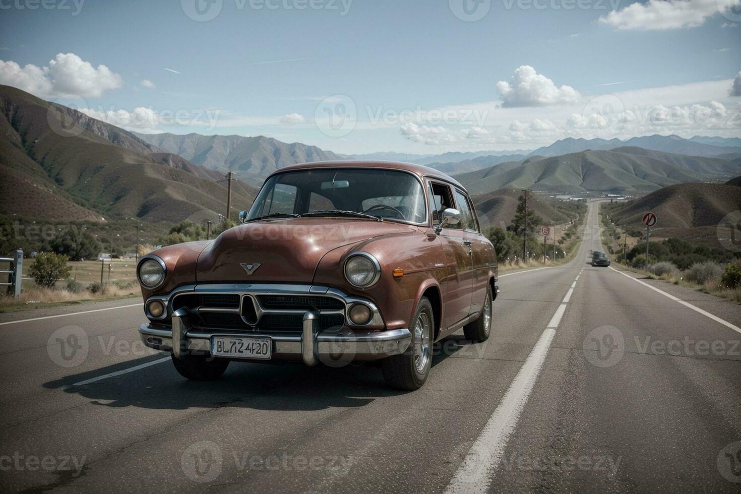 retro la carretera viaje explorador el abierto la carretera. ai generado. foto