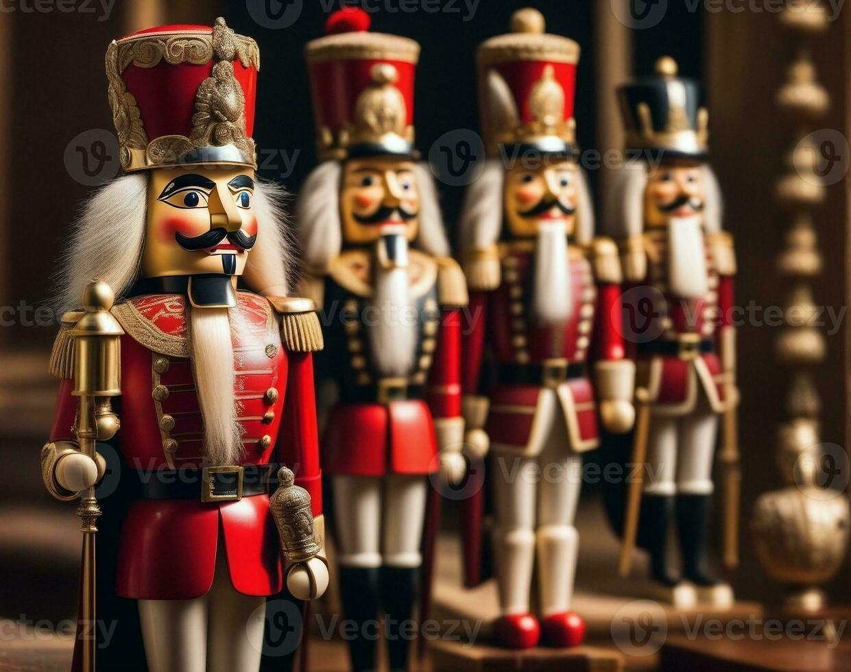 Intricate Craftsmanship Detailed Nutcrackers. AI Generated. photo