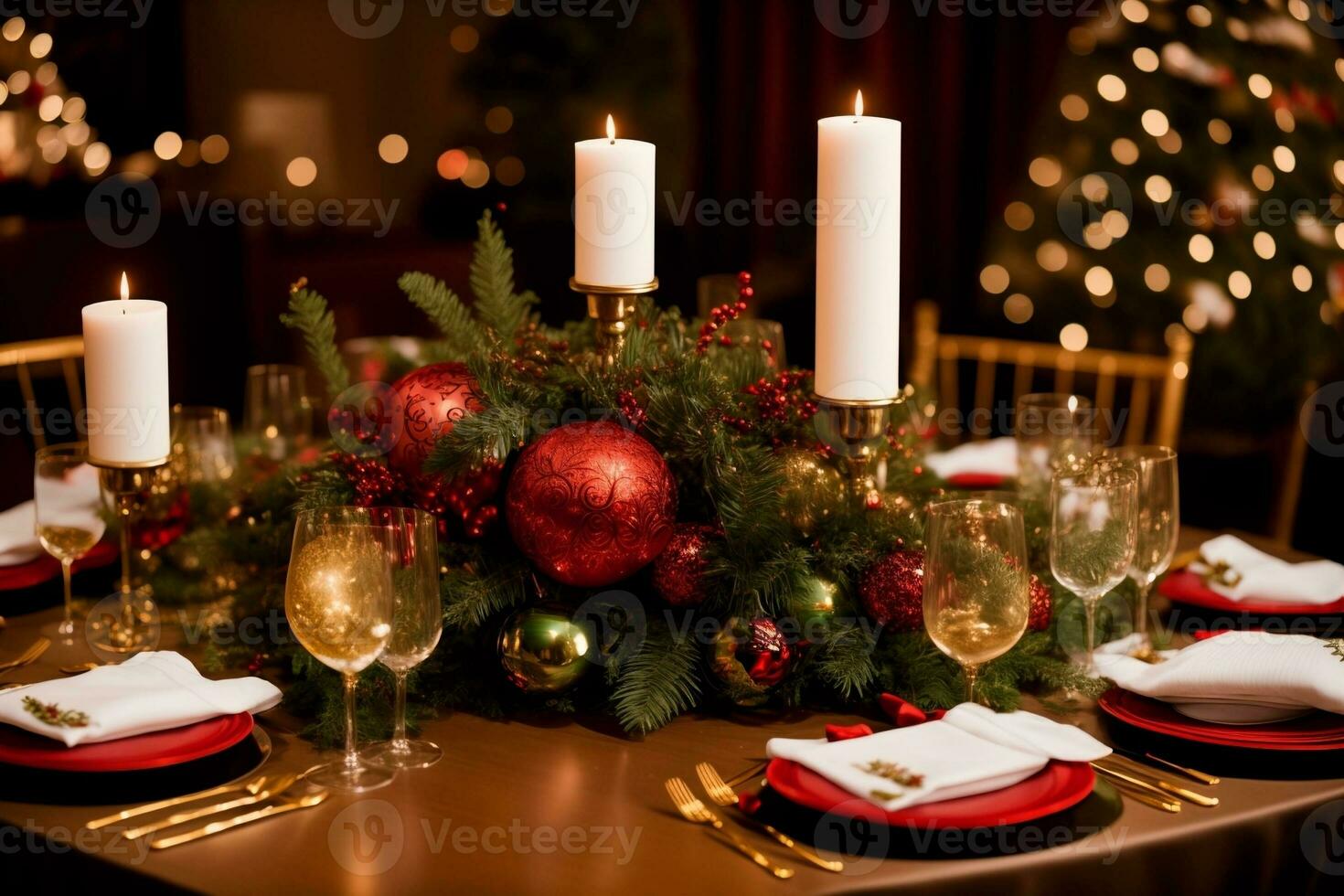 Festive Tabletop Centerpieces A Perfect Addition to Your Holiday Decor. AI Generated. photo