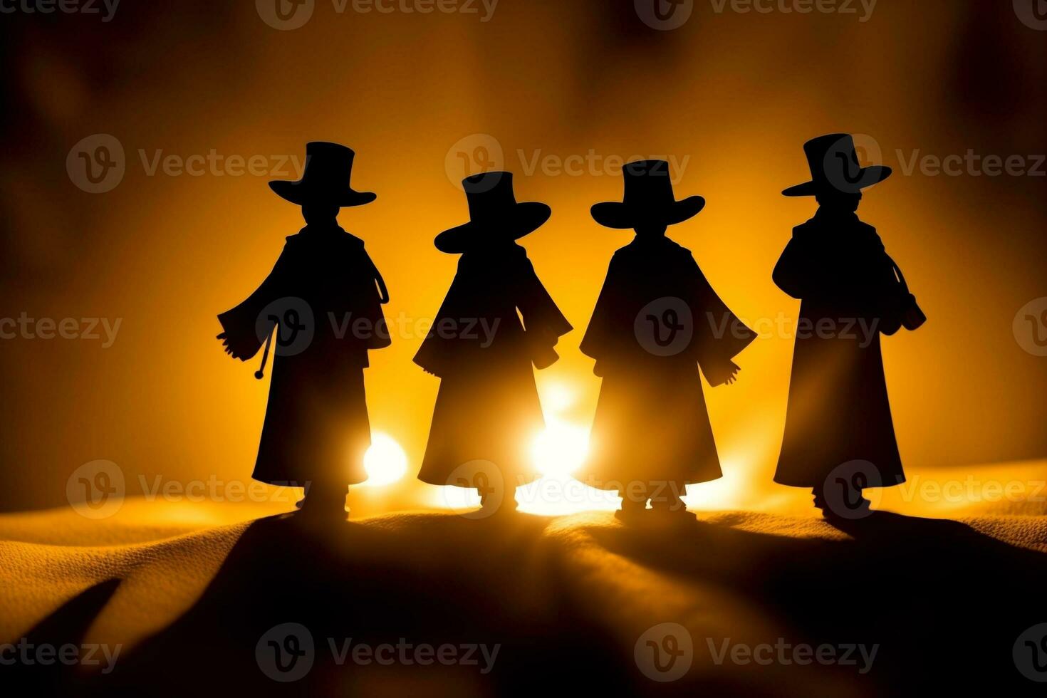 Melodies in Shadows The Enchanting Caroler Figurines. AI Generated. photo