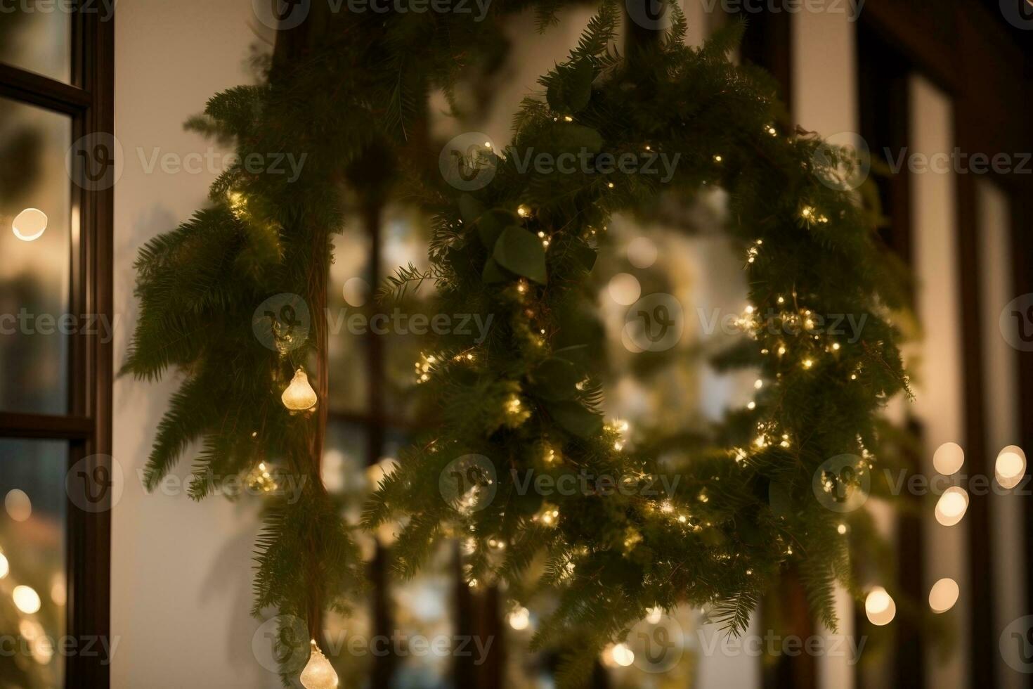 Enchanting Mistletoe Wreaths A Symbol of Love and Celebration. AI Generated. photo