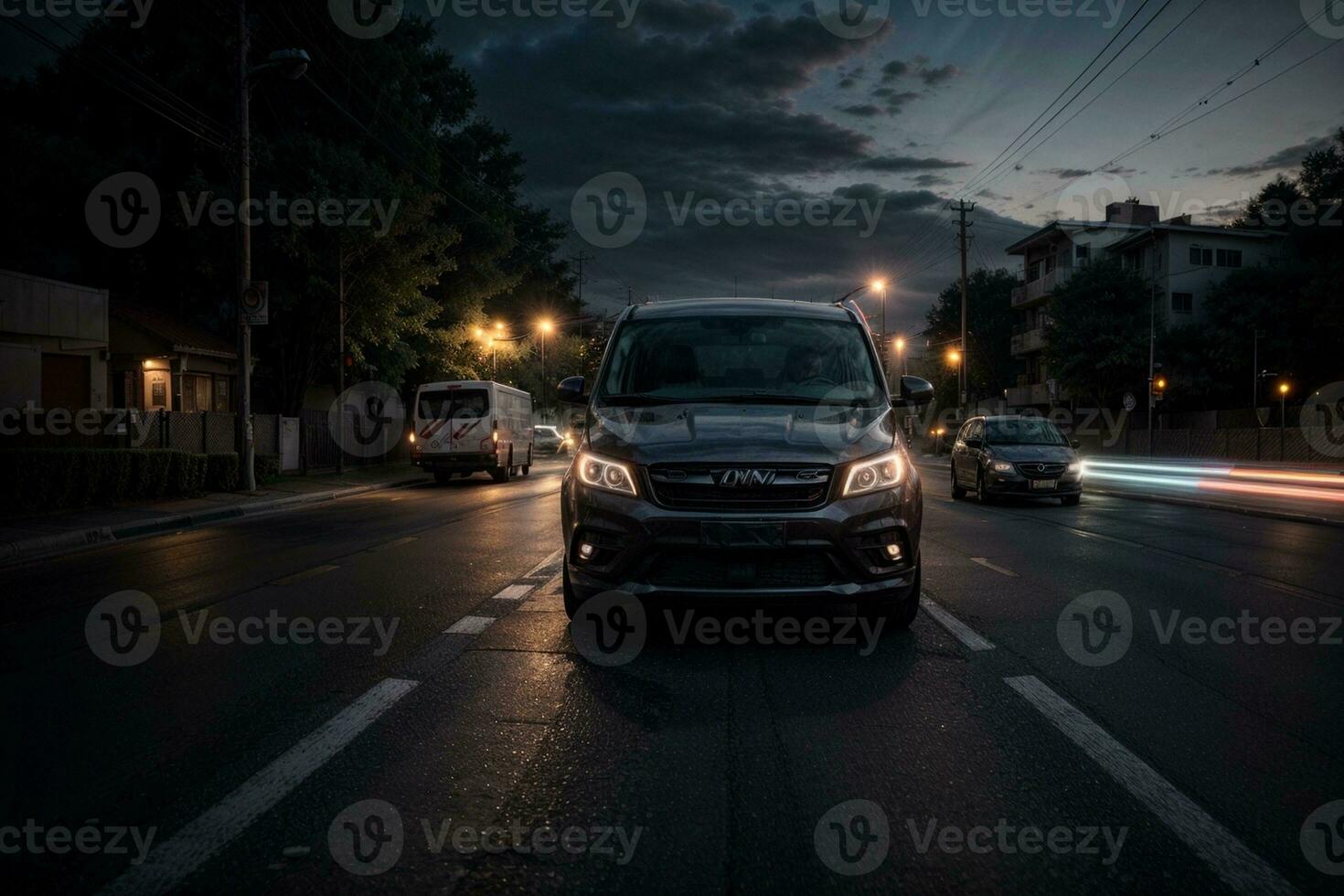 On the Move Delivery Car Speeding on the Road. AI Generated. photo