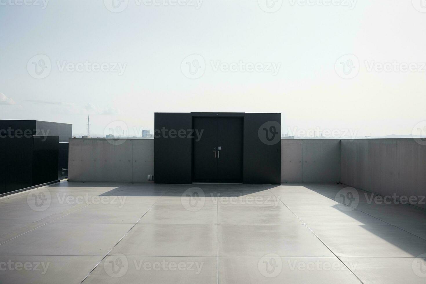 Serene Simplicity Modernity in an Empty Rooftop Interior. AI Generated. photo