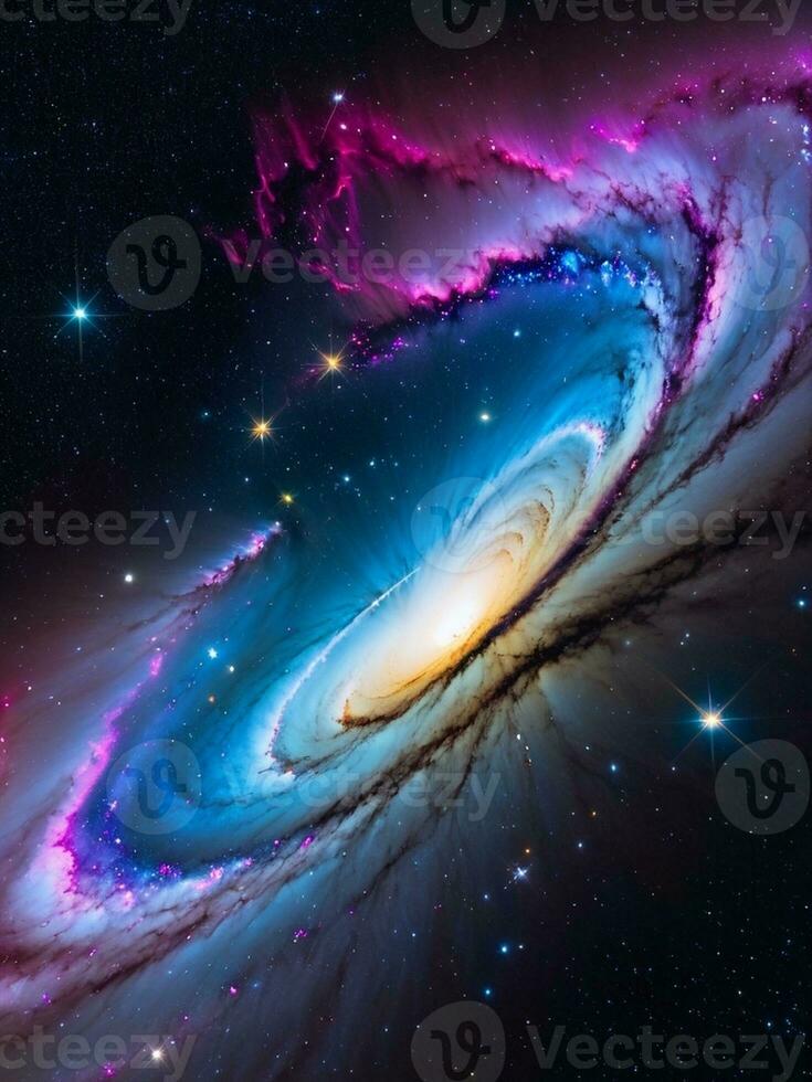 celestial sinfonía un cautivador ver de un vistoso galaxia. ai generado. foto