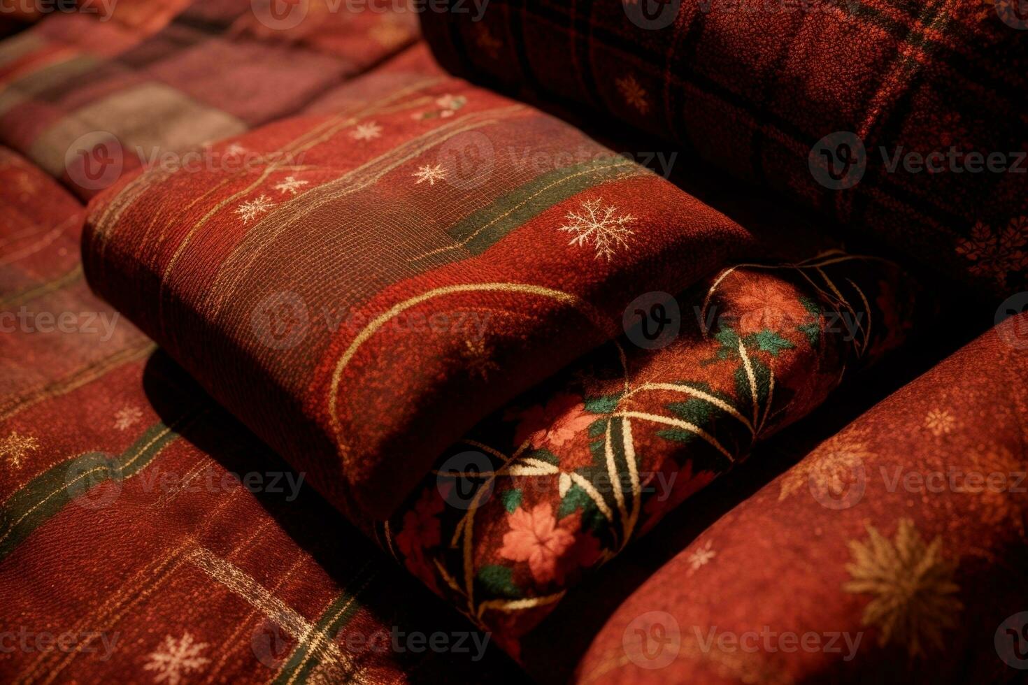 Warm and Festive Embrace the Coziness of Festive Flannel Fabric. AI Generated. photo