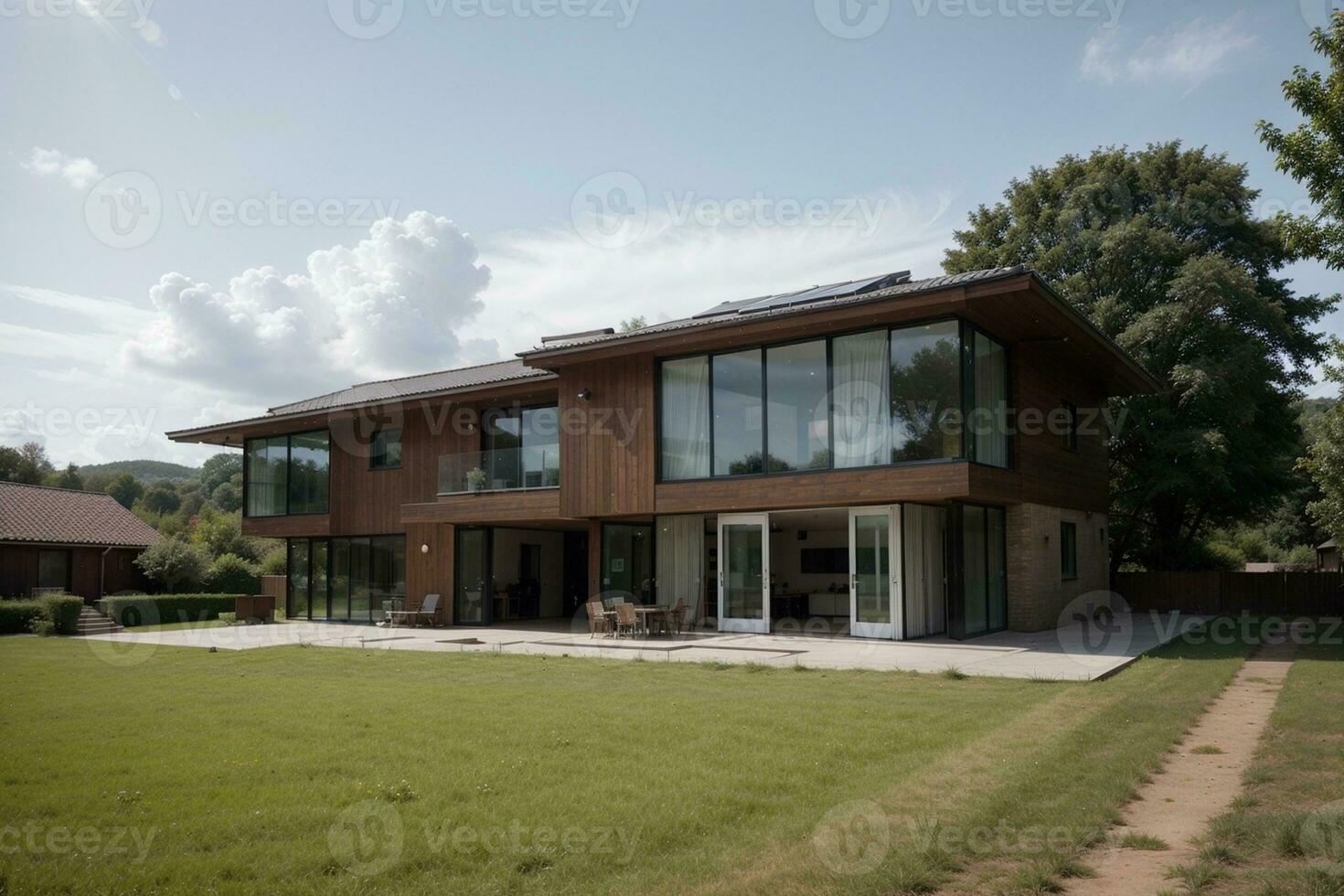 sostenible arquitectura aprovechando energía para un verder futuro. ai generado. foto