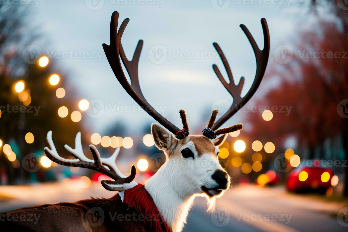 Whimsical Reindeer Antlers for Cars Spread Holiday Cheer on the Road. AI Generated. photo