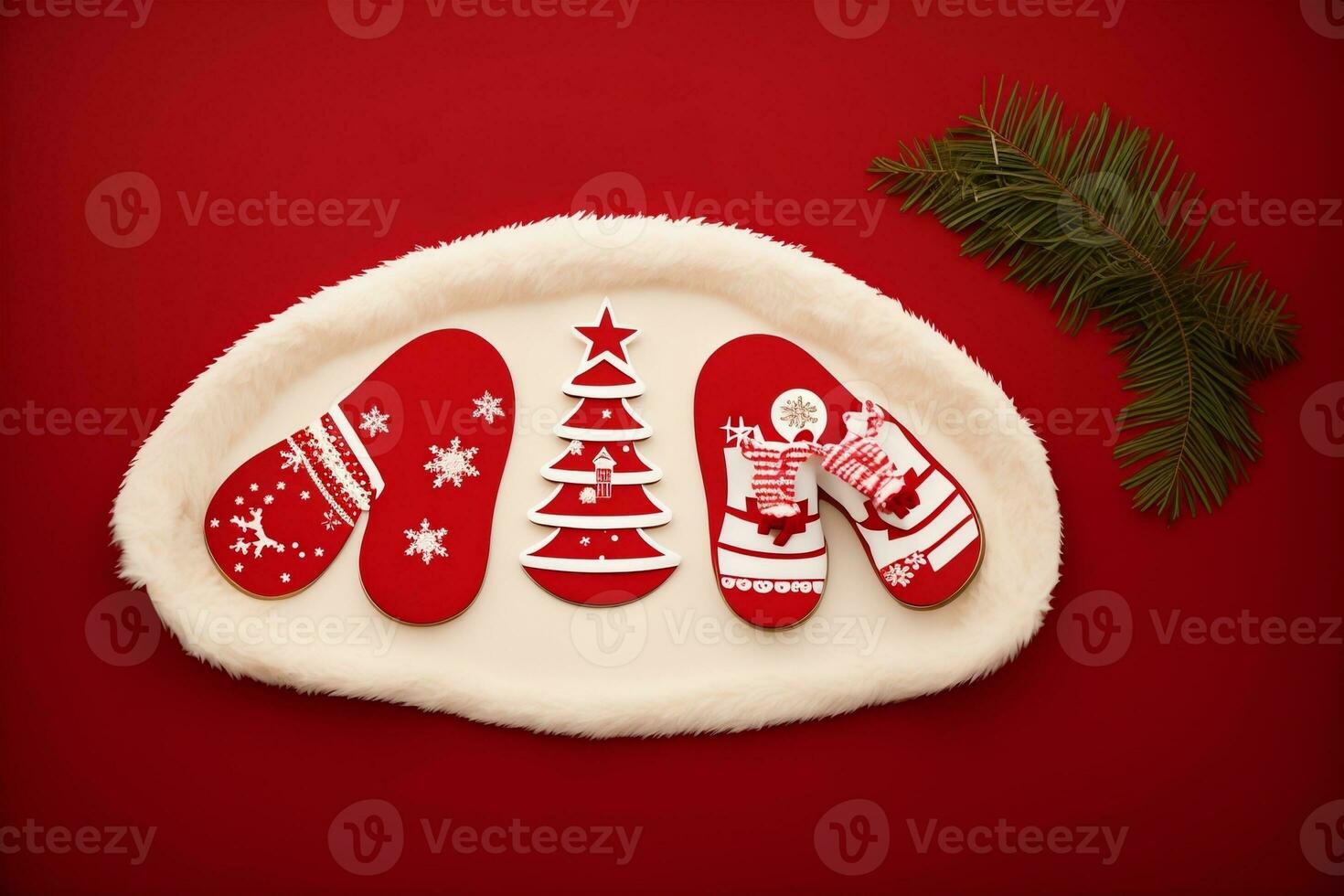 Festive Santa Footprints Stencil Kits for Playful Decorations. AI Generated. photo