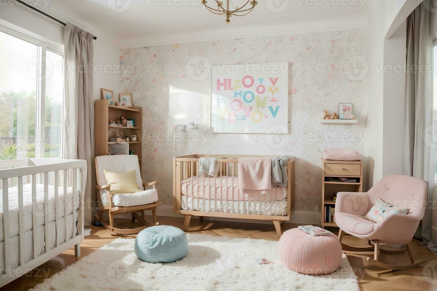 Dreamy Haven Exploring Modern Nursery Ideas for Stylish Parents. AI Generated. photo
