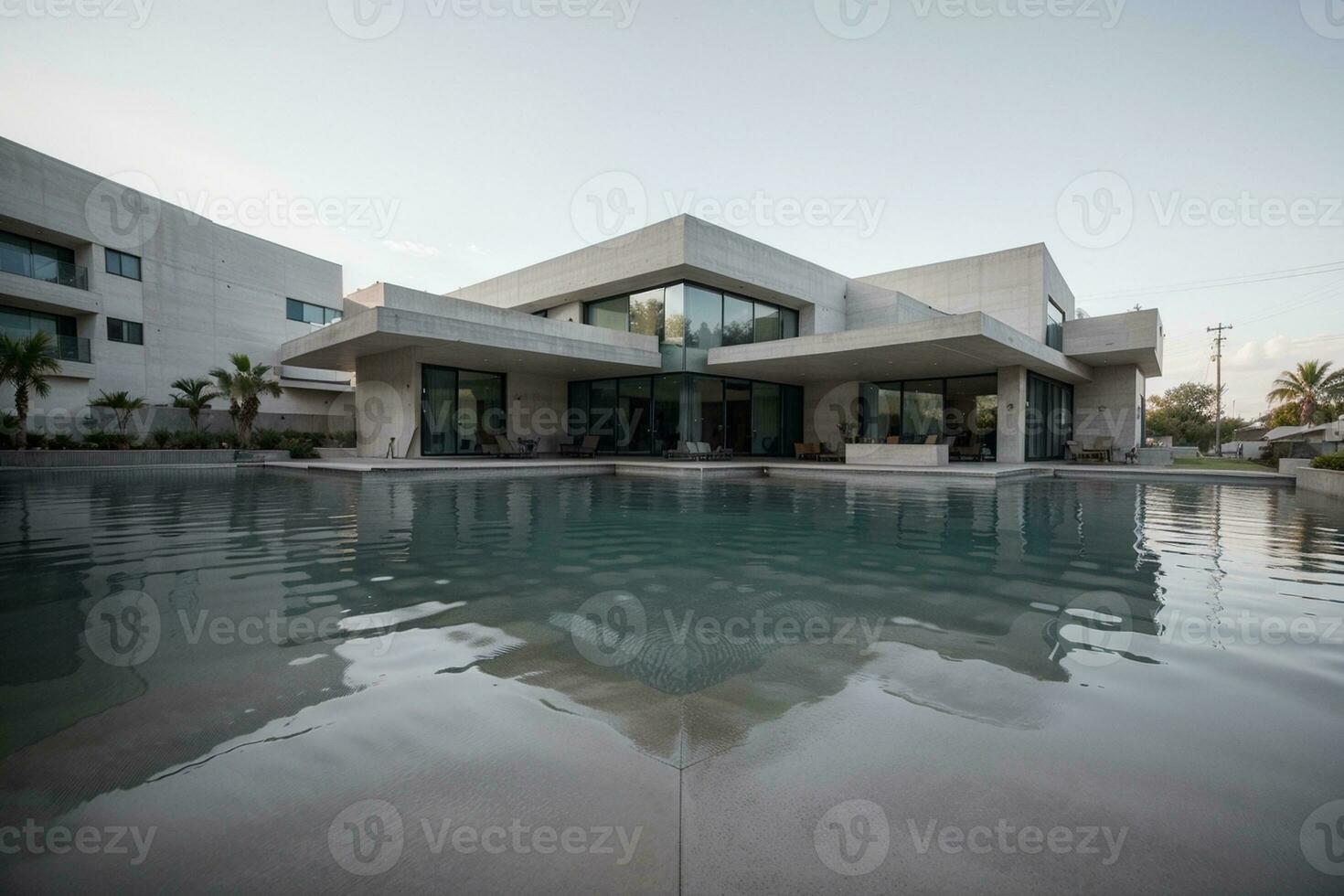 Captivating Concrete A Modern Architectural Masterpiece. AI Generated. photo