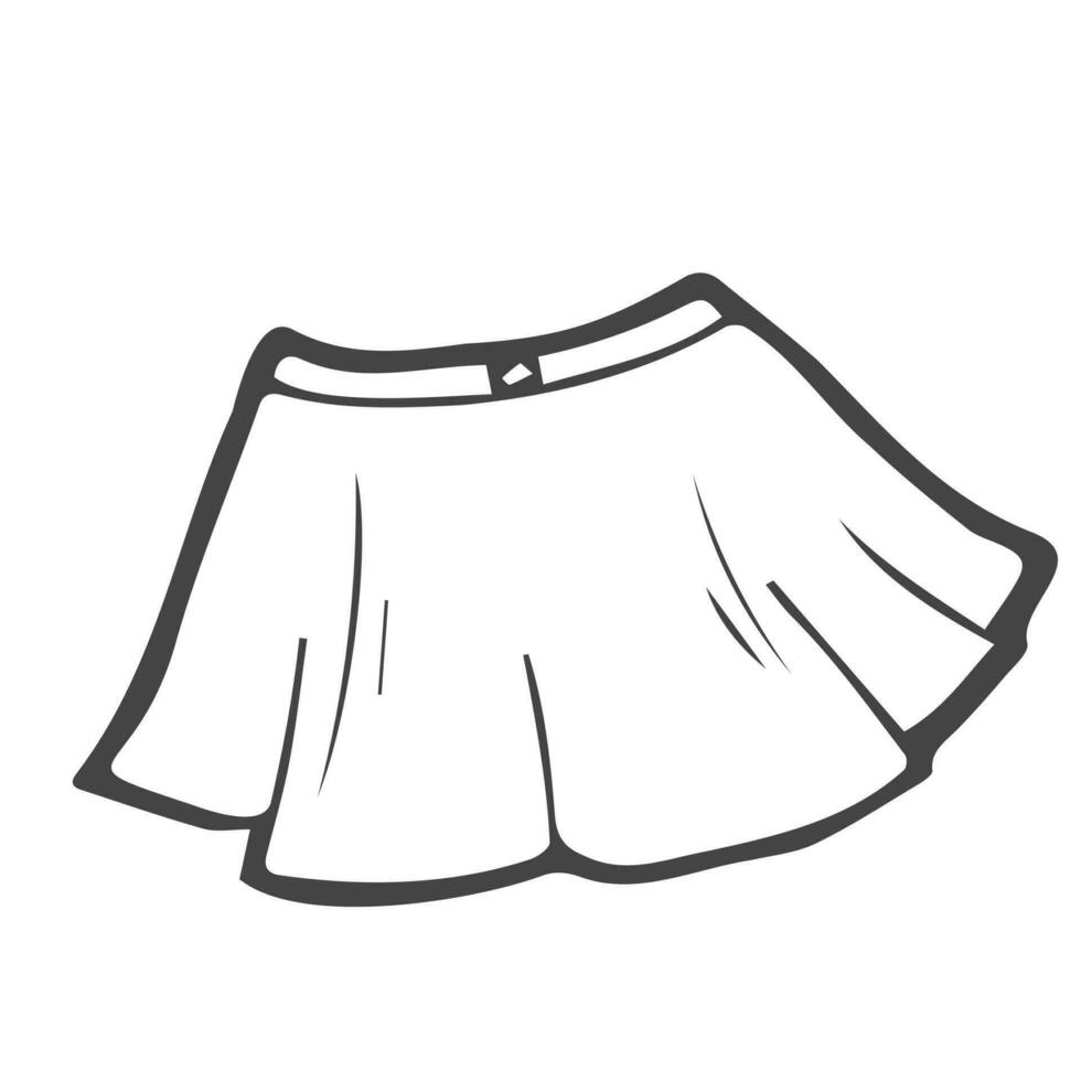 Doodle Skirt hand drawn vector illustration black on white line