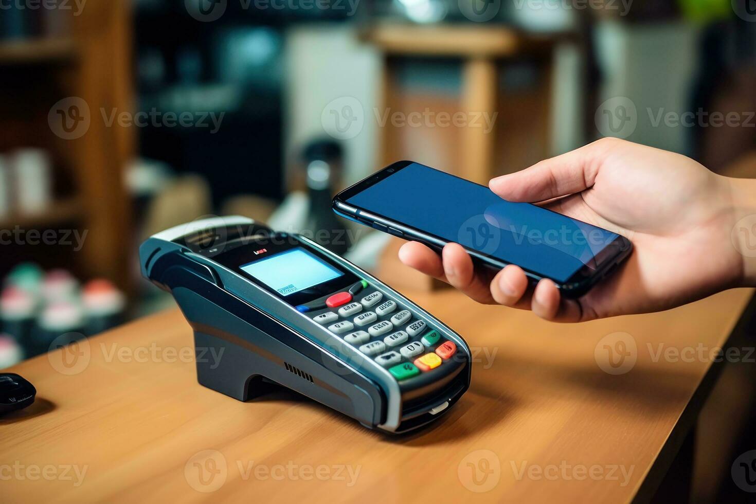 Mobile Payment via smartphone. Generative AI photo