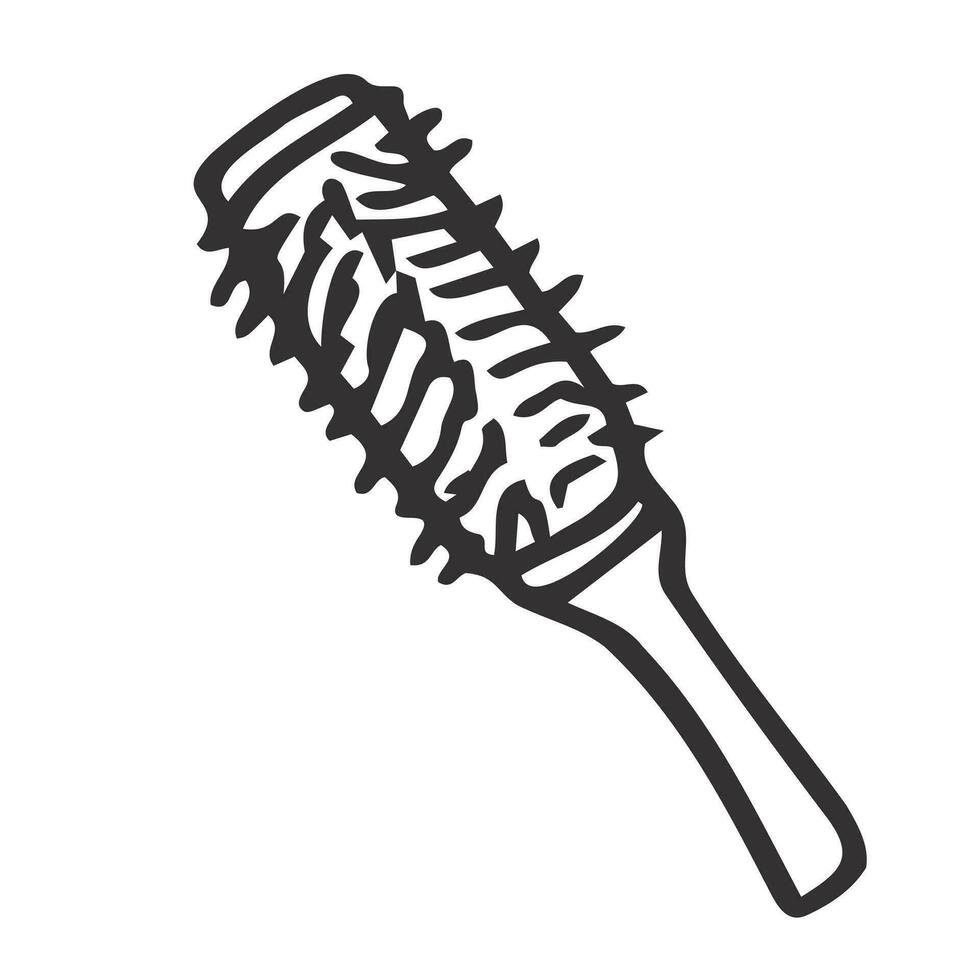 Doodle hairbrush for styling vector illustration. Comb hairdresser tool