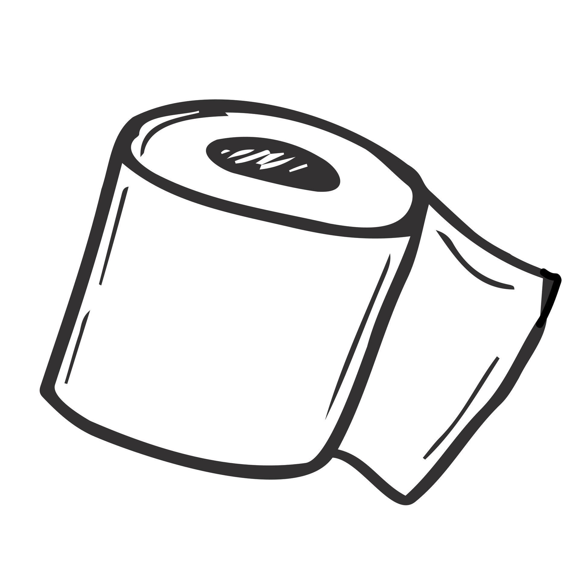 A roll of toilet paper in the Doodle style.Handdrawn toilet paper.Vector illustration isolated